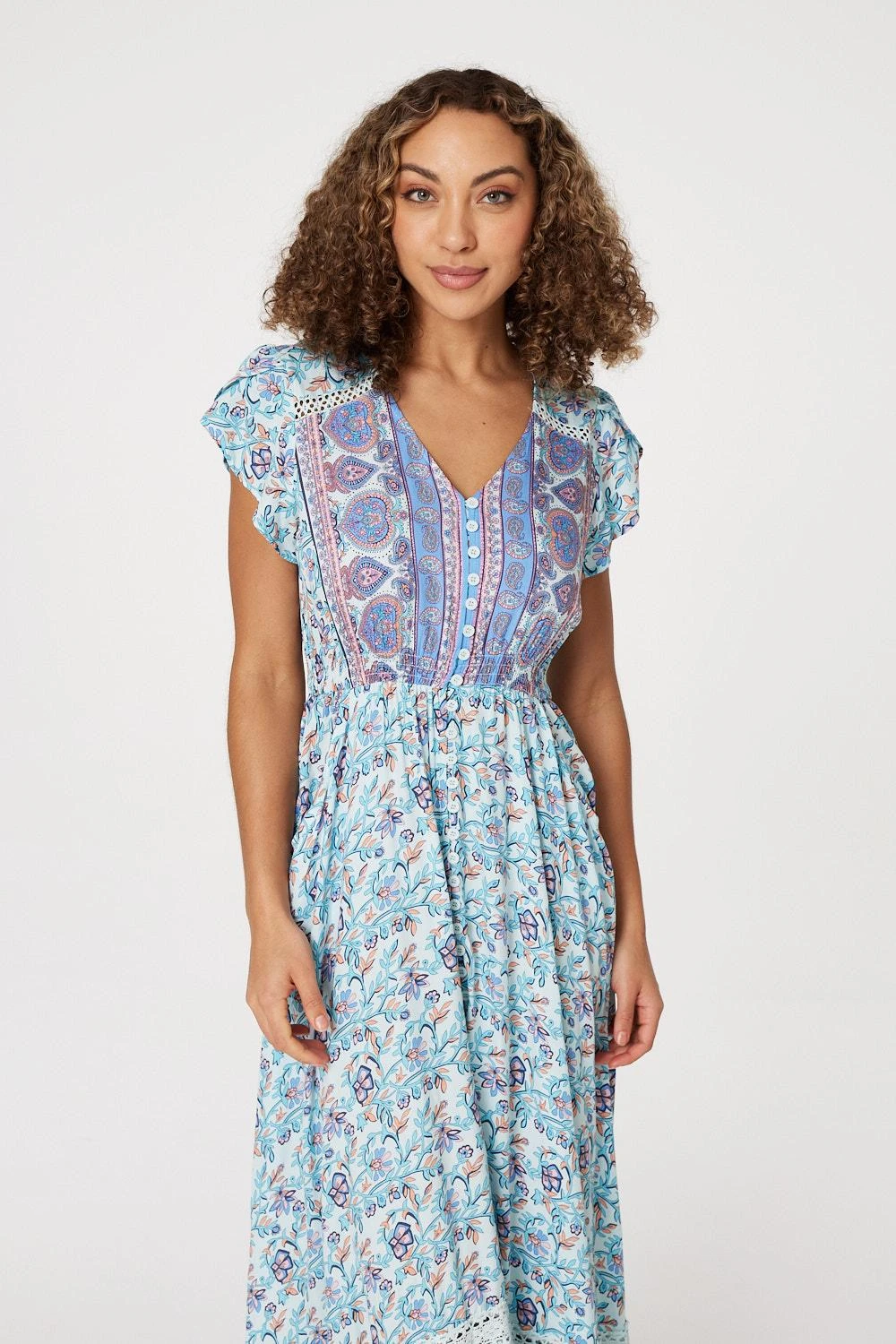 Printed Cap Sleeve Maxi Dress 4 Printed Cap Sleeve Maxi Dress - Image 2