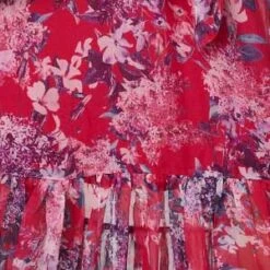 Floral Short Sleeve Tiered Midi Dress -Hallmark Style D513027 MULTI RED swatch