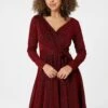 Lurex Wrap Front Fit & Flare Dress 1 Lurex Wrap Front Fit & Flare Dress -Hallmark Style D513152 RED 3