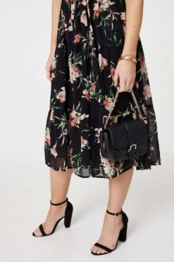 Floral Angel Sleeve Shirt Dress -Hallmark Style D513346 MULTI BLACK 7