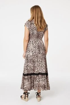 Animal Print Lace Trim Maxi Dress -Hallmark Style D513395 BEIGE 6