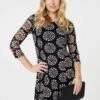 Heart Print 3/4 Sleeve Shift Dress -Hallmark Style D513478 BLACK 4
