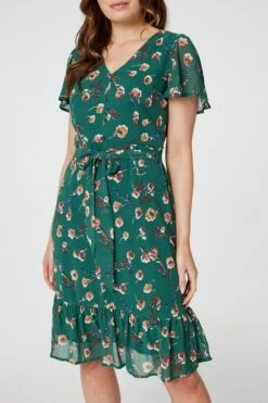 Floral Angel Sleeve Tea Dress -Hallmark Style D513533 EMERALD 5