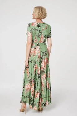 Floral High Low Maxi Tea Dress -Hallmark Style D513537 GREEN 7