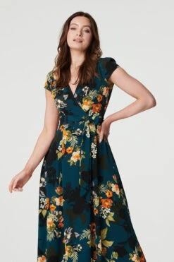 Floral High Low Wrap Maxi Dress -Hallmark Style D513564 TEAL 4 fe63a511 a566 4bc3 9039 7130d240dd76