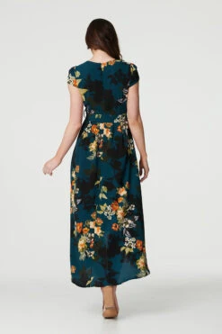 Floral High Low Wrap Maxi Dress -Hallmark Style D513564 TEAL 5 5a466a16 ceb7 4522 8bf8 a308e8bb12a1