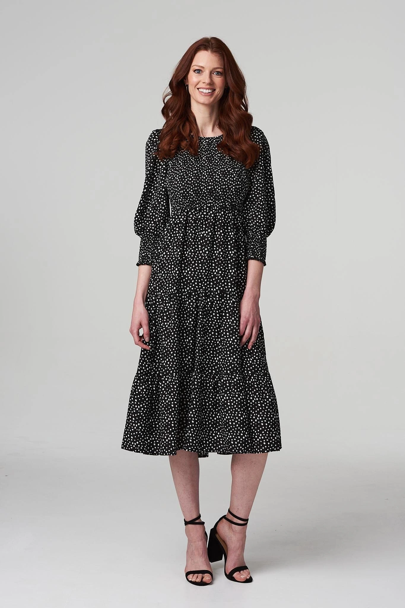 Spotty Print Smocked Dress 2 Spotty Print Smocked Dress