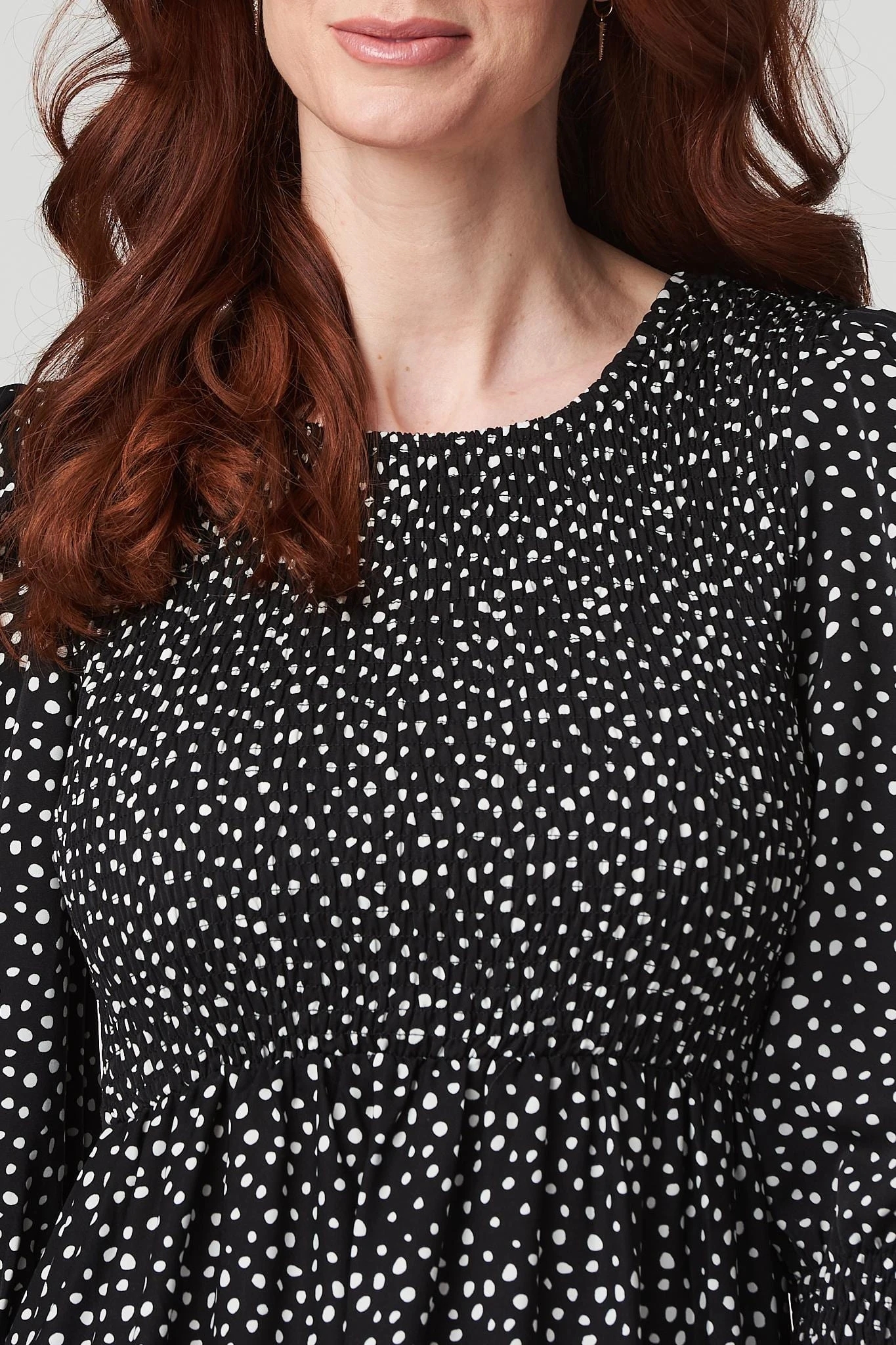 Spotty Print Smocked Dress 6 Spotty Print Smocked Dress - Image 5