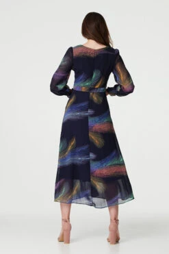 Printed Long Sleeve Midi Dress -Hallmark Style D513841 NAVY 5 405a94b0 e61a 412e ae9f 1161e94bc3c2