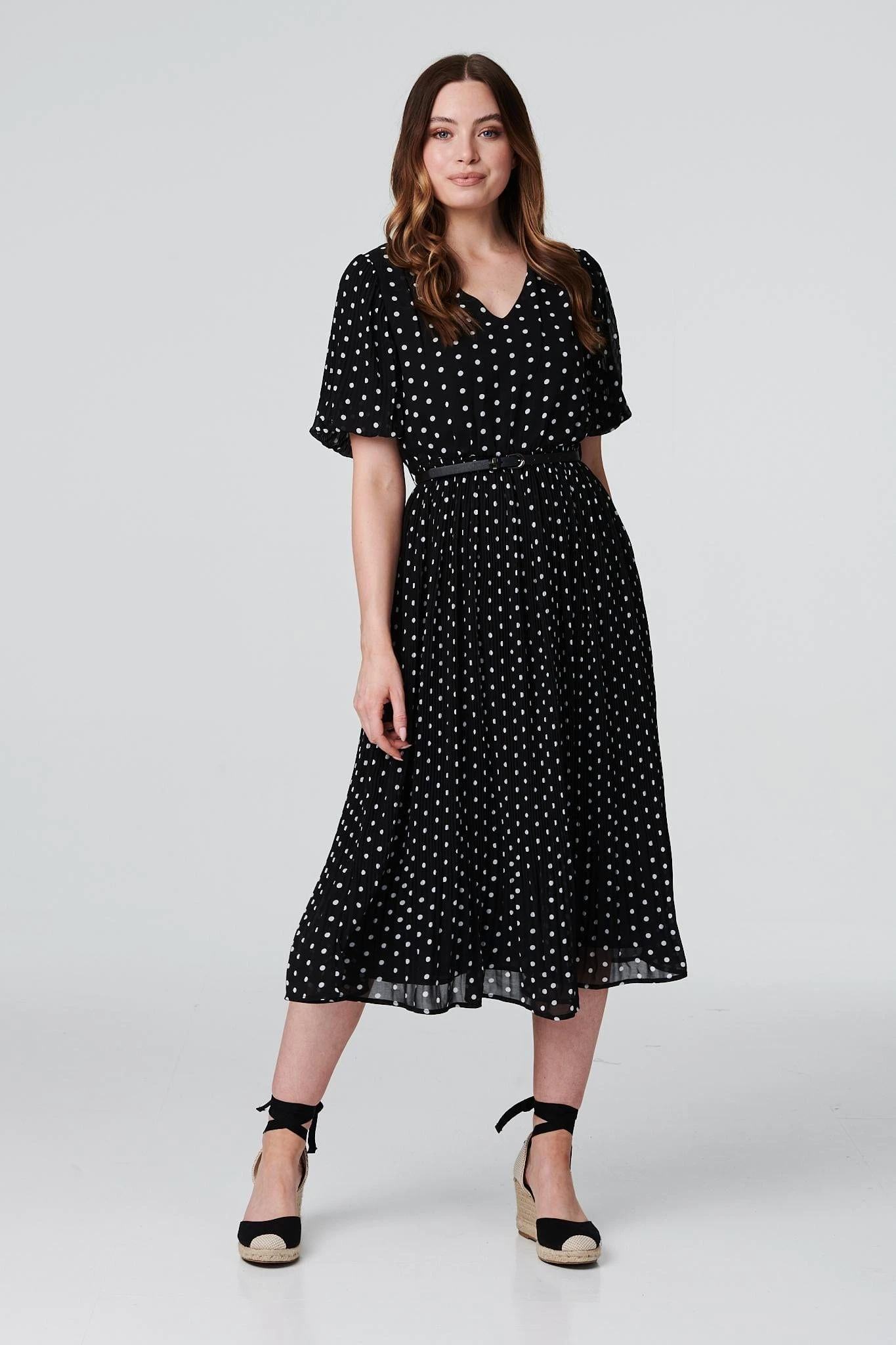 Polka Dot Pleated Midi Dress 3 Polka Dot Pleated Midi Dress