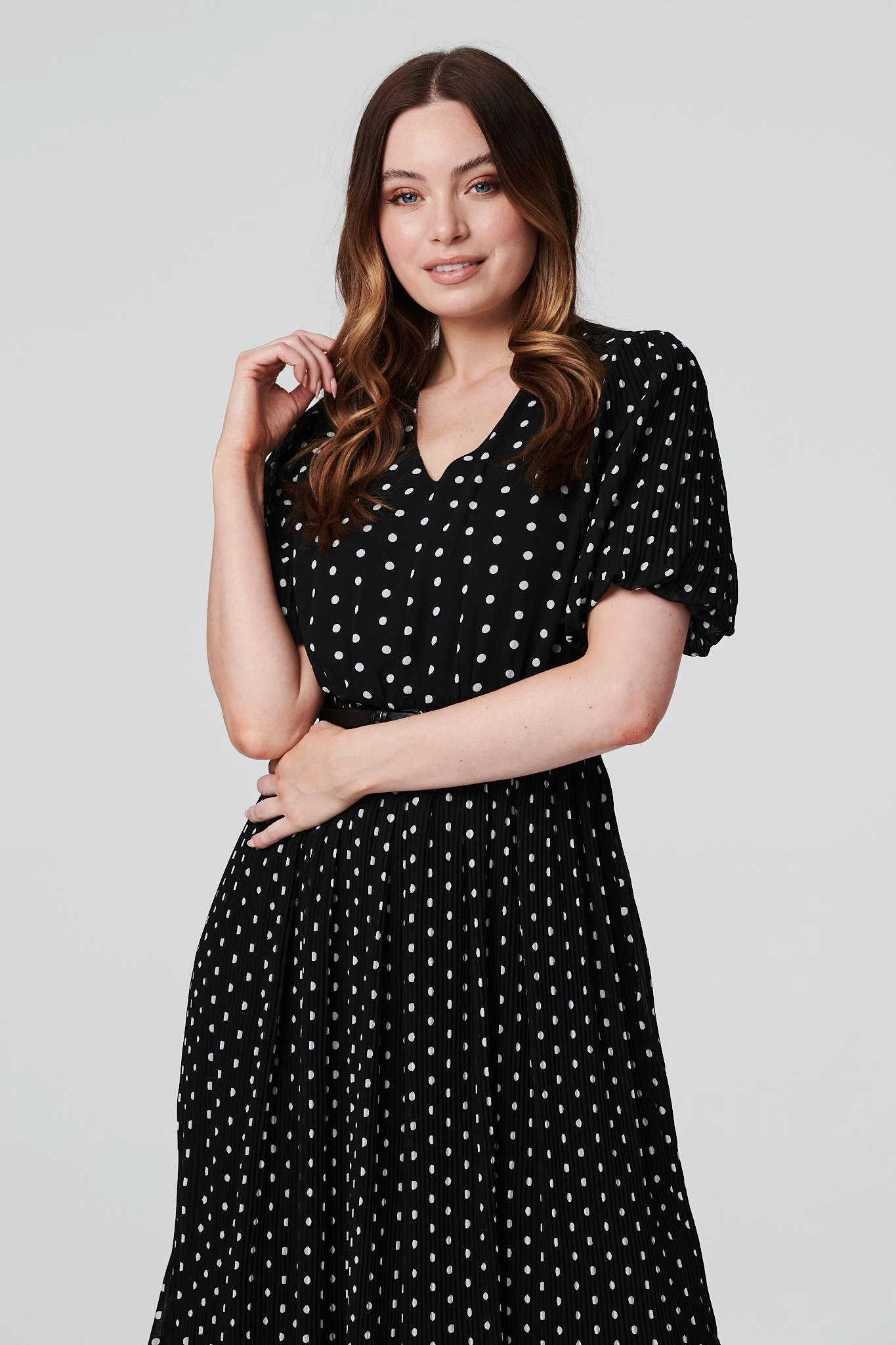 Polka Dot Pleated Midi Dress 4 Polka Dot Pleated Midi Dress - Image 2