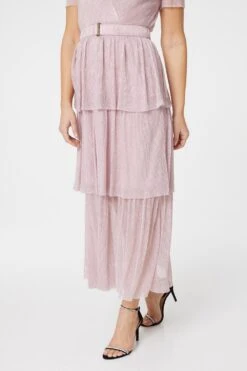 Lurex Wrap Front Tiered Midi Dress -Hallmark Style D514011 PINK 3