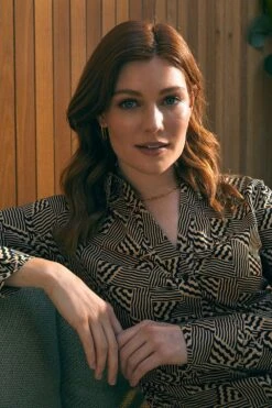 Geo Print Button Front Shirt Dress 12 Geo Print Button Front Shirt Dress -Hallmark Style D5140232