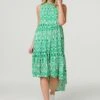 Ikat Print High Neck Midi Dress -Hallmark Style D514356 GREEN 1