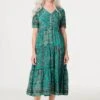 Paisley Short Sleeve Smock Dress 2 Paisley Short Sleeve Smock Dress -Hallmark Style D515284 EMERALD 1
