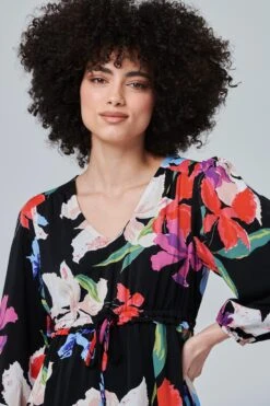 Floral Tiered Maxi Dress -Hallmark Style D515509 BLACK 4