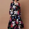 Floral Tiered Maxi Dress 1 Floral Tiered Maxi Dress -Hallmark Style D515509 BLACK 6
