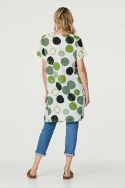 Polka Dot Relaxed Tunic Dress -Hallmark Style D515791 EMERALD 4