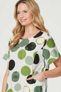 Polka Dot Relaxed Tunic Dress -Hallmark Style D515791 EMERALD ALT 4