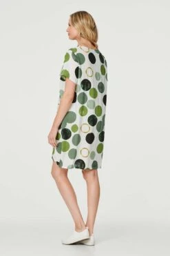 Polka Dot Relaxed Tunic Dress -Hallmark Style D515791 EMERALD ALT 5