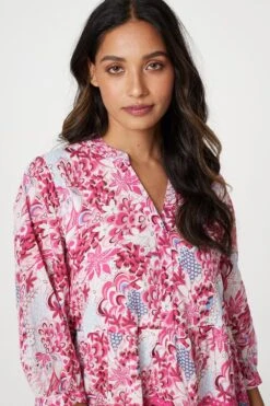 Floral Lace Detail Short Dress -Hallmark Style D516309 PINK 3