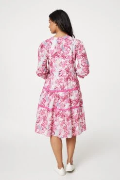 Floral Lace Detail Short Dress -Hallmark Style D516309 PINK 5