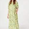 Lemon Print Puff Sleeve Midi Dress -Hallmark Style D516382 LEMON 1