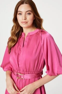 High Neck 1/2 Sleeve Midi Dress -Hallmark Style D516567 FUCHSIA 4