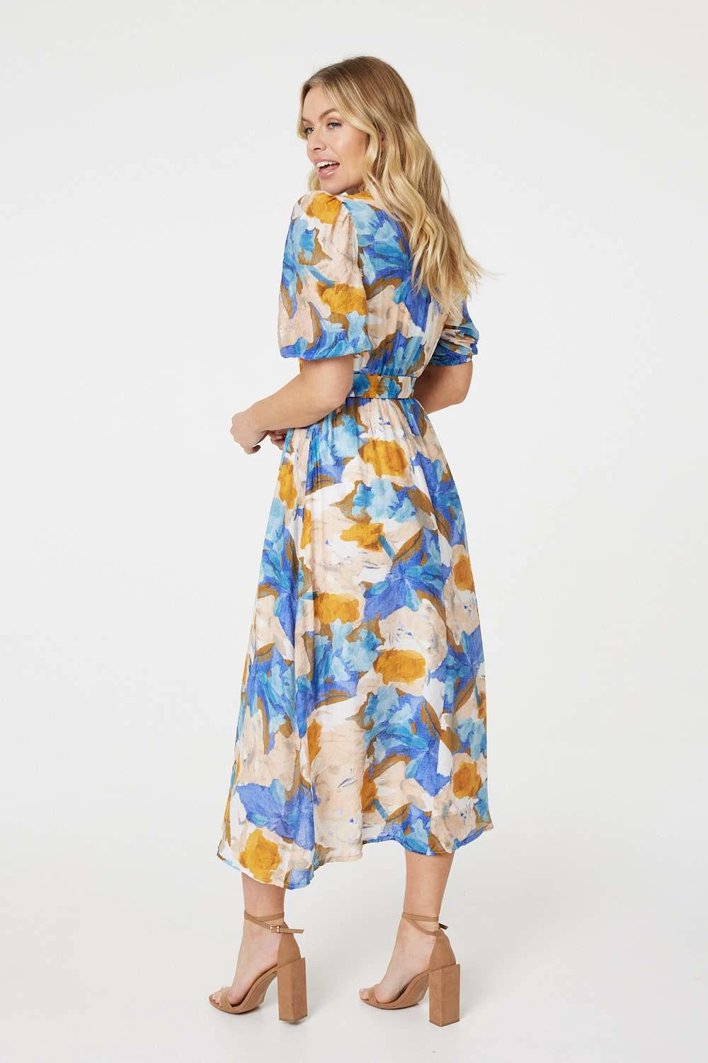 Printed 1/2 Sleeve Belted Midi Dress 5 Printed 1/2 Sleeve Belted Midi Dress - Image 3