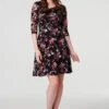 Rose Print Lace Overlay Short Dress -Hallmark Style D517031 MULTI RED 1