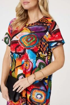 Abstract Print Relaxed Dress -Hallmark Style D517321 MULTI RED 5