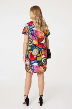 Abstract Print Relaxed Dress -Hallmark Style D517321 MULTI RED 6