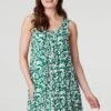Printed Sleeveless Swing Dress -Hallmark Style D517360 MULTI GREEN 3
