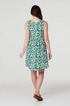 Printed Sleeveless Swing Dress -Hallmark Style D517360 MULTI GREEN 6