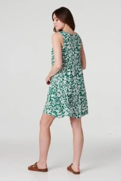Printed Sleeveless Swing Dress -Hallmark Style D517360 MULTI GREEN 7