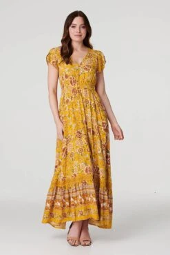 Floral Lace Detail Maxi Dress 12 Floral Lace Detail Maxi Dress -Hallmark Style D517380 MULTI YELLOW 1