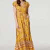 Floral Lace Detail Maxi Dress -Hallmark Style D517380 MULTI YELLOW 2