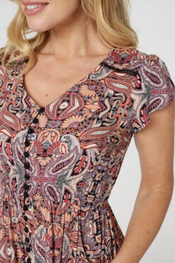 Paisley Lace Detail Maxi Dress -Hallmark Style D517383 MULTI BLACK 5