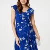 Floral Frilled Knee Length Wrap Dress