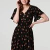 Polka Dot Fit & Flare Short Dress -Hallmark Style D517617 BLACK 4