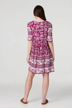 Paisley Tassel Tie Short Dress -Hallmark Style D517641 FUCHSIA 5
