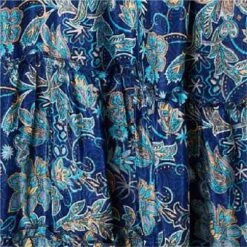 Paisley Border Print V-Neck Short Dress -Hallmark Style D517690 TEAL swatch