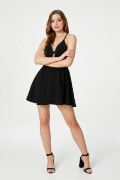 Cut Out Back Slip Dress -Hallmark Style D722776 BLACK 1