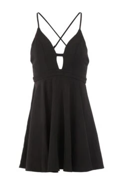 Cut Out Back Slip Dress -Hallmark Style D722776 Black Front