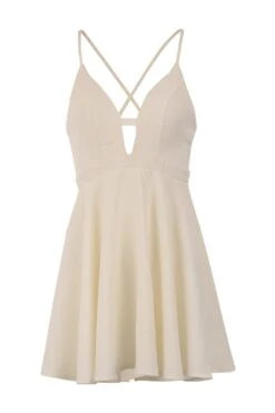 Cut Out Back Slip Dress -Hallmark Style D722776 Cream Front