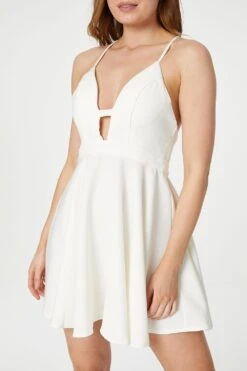 Cut Out Back Slip Dress -Hallmark Style D722776 WHITE 3