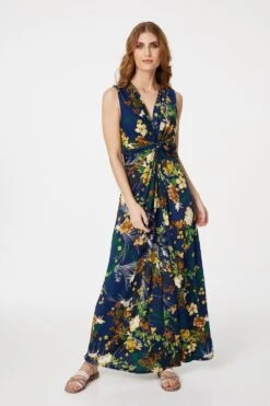 Floral Twist Knot Maxi Dress
