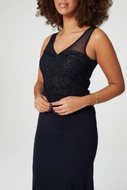 Lace Top Fishtail Maxi Dress -Hallmark Style D727541 NAVY 3