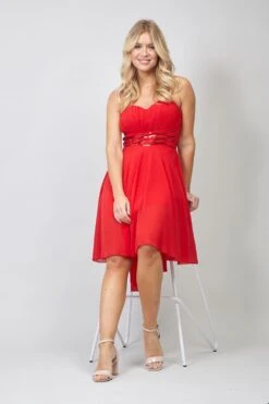 Strappy High Low Dress 9 Strappy High Low Dress -Hallmark Style D728904 RED 1