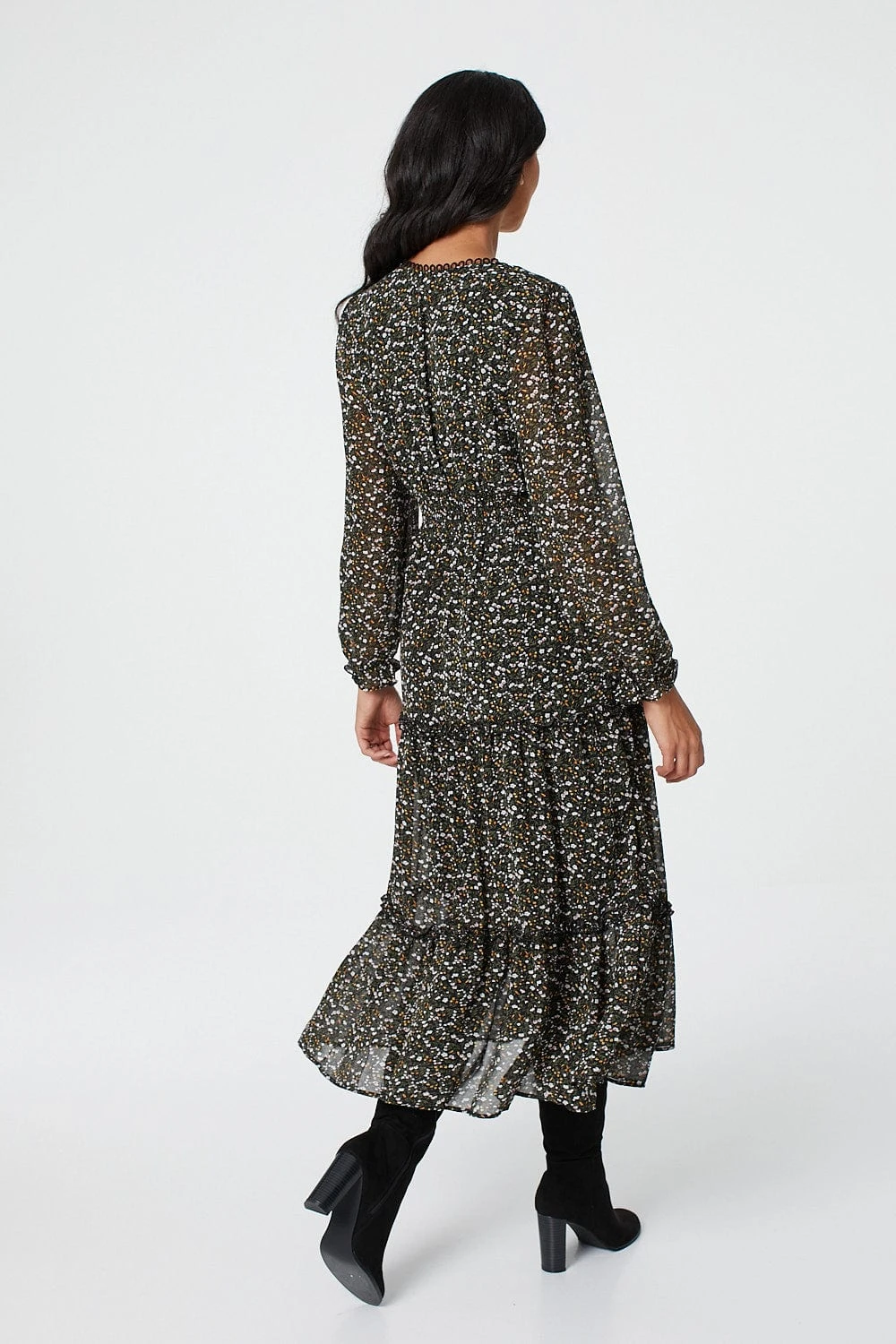 Floral Tie Front Tiered Midi Dress 11 Floral Tie Front Tiered Midi Dress - Image 9